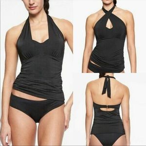 Athleta Black Halter Tankini Top